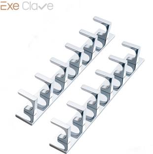 EXECLAVE 6 PIN Stainless Steel Wall Hooks For Clothes Hook Rail (Pack of 2) Door Hanger