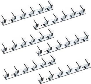URIM Premium Stainless Steel 6 Pin Cloth Hanger Wall Mounted Bathroom Cloth Hanger,Coth Wall Hook,Door Hooks Rail for Hanging Keys,Clothes,Towel (Pack of 6) with 4 Free J Hooks Door Hanger