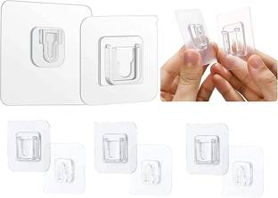 SEASPIRIT (Male/Female) Wall Hooks 10KG (Max) Magic Transparent Sticker Hooks for Hanging Mobile Case Spike Guards Toilet Brush Photo Frames Bathroom/Kitchen Accessories Door Hanger