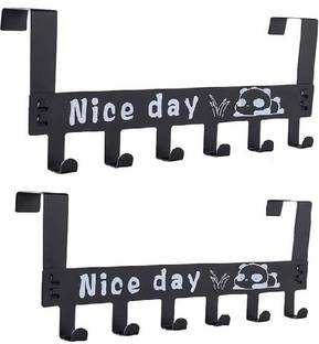 COROFFY 6 Hooks Hanger Over The Door Hook Hanger(Black) Door Hanger