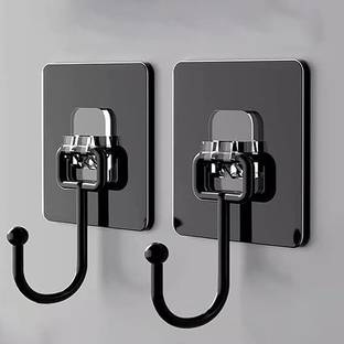 HomTechHaven Black Large Adhesive Hooks for Wall (Heavy Duty) Pack of 10pcs Door Hanger