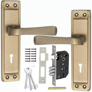 BUCKLER Iron-Brass-Steel,Gold Antique 7 Inch Mortise Handle Set,Double Turn 65MM Bullet- Lock