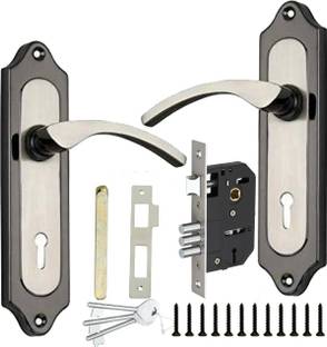 BUCKLER Iron-Brass-Steel,Temple Black Silver 7"Mortise Handle Set,Double Turn 65MMBullet Lock