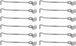 Smart Shophar SHA40GH-ROUN-SL04_P12 Classic Round Gate Hook for Wooden Cabinets and Shutters 4 inches Pack of 12 Door Mounted Door Stopper