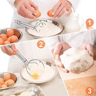 GVJ TRADERS Stainless Steel Dough Mixer Hole Durable Time-Saving Mixing Stick Baking Tools Stainless Steel Detachable Dough Maker