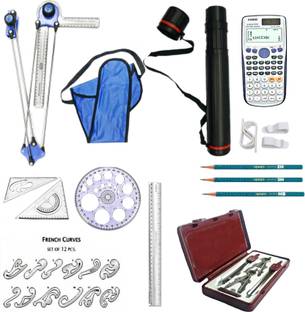 Book birds Engineering Kit (Set Squares, Protractor, Drawing Clips) (Pack of 1) Drafting Compass Set