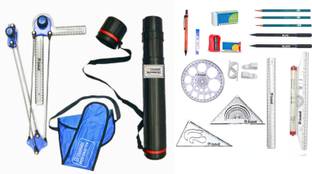 Book birds Mini drafter, sheet holder box, Pro circle, scales, plastic clips - Engineering Drafting Kit