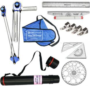 DHAVLO Mini Drafter, Sheet Holder, Rulers, Pro Circle, Set Squares, Metal Clips Drafting Kit