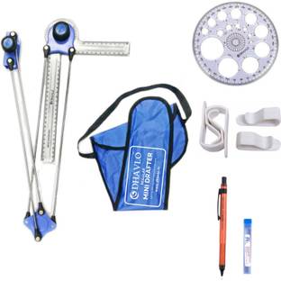 DHAVLO Mini Drafter with Pro Circle, Drawing Board Clips, Mechanical Pencil Drafting Kit