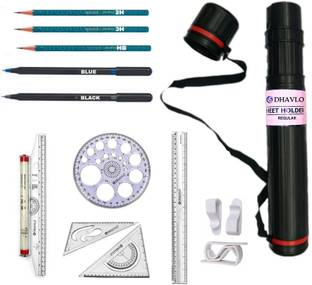 DHAVLO Sheet Holder Box, Pencils, Pens, Rulers, Pro Circle, Set Squares and Clips Drafting Kit