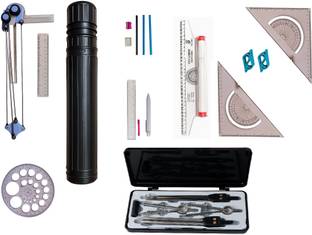Antiquity Mini Drafter Contains Sheet Container Tube, Scales, Procircle, Set Square and Board Clips with Roller Scale for Engineering Drawing Students, Architect, Artist Drafting Compass Set (Number of 8) Drafting Kit