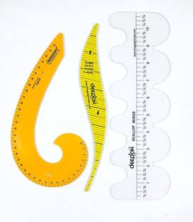 BharatSS Yellow French Curve, Scallop Scale, ArmHole Curve for Pattern Drafting Tool Drafting Kit