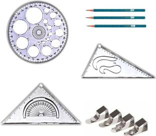 Book birds Pro circle, Set squares, steel drawing board clips, pencils Drafting Kit