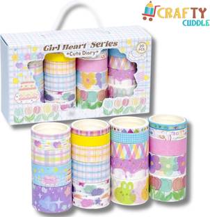 CRAFTY CUDDLE Pink and Multicolor Tape 20 Rolls Vintage Washi Tape Masking Tape Drafting Tape