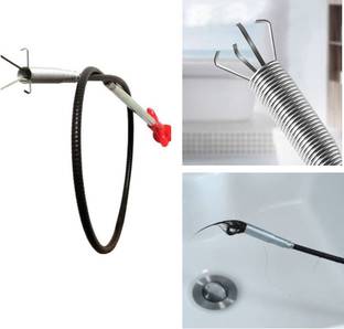 MYORA Drain Pipe Cleaning Spring Hair Catching Drain Pipe Cleaning Claw Wire 5ft 160cm Crystal Drain Opener