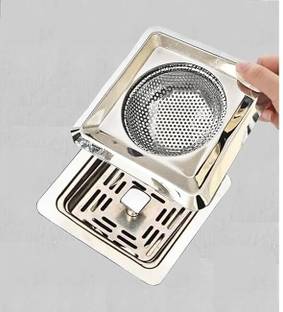 SSCUA Kitchen Sink, Basin Stainless Steel Push Down Strainer