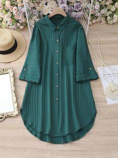 Honky Tonky Women Shirt Dark Green Mini/Short Dress