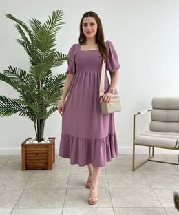 Honky Tonky Women Fit and Flare Purple Midi/Calf Length Dress