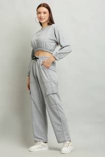 CLOTHINK India Women Two Piece Dress Grey Ankle Length Dress