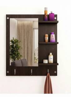 DIY HOME ACE MIRROR WITH HOOKS AND STORAGE Engineered Wood Dressing Table
