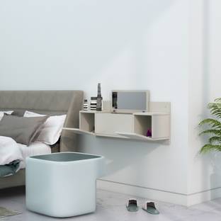 Hexa Red Wall Mount Dressing Table with 2 Door, Mirror and Huge Storage Space Vanity Engineered Wood Dressing Table