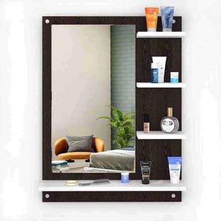 HAPY HAVEN Dressing Table With Mirror/Dressing Wall Mirror with Shelves for Living/Bedroom Engineered Wood Dressing Table
