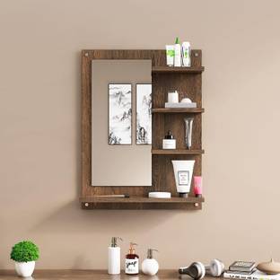 Hexa Red Engineered Wood Dressing Table with Mirror and Shelf Engineered Wood Dressing Table