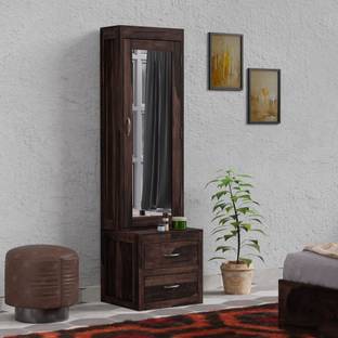 WOODTREND Solid Wood Dressing Table with Mirror & Storage Drawers for Bedroom Solid Wood Dressing Table