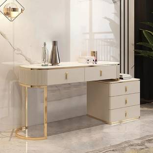 KDINTERIORS Nordic Makeup Vanity Extendable with 5-Drawer Dressing Table with Stone Top Stone Dressing Table