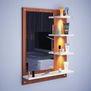ANIKAA Ravis LED Light Dressing Table Wall Mounted Dressing Mirror Engineered Wood Dressing Table