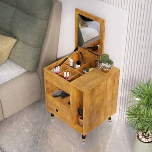 Hexa Red Dressing Table with 1 Drawer, Mirror and Huge Storage Space Vanity Engineered Wood Dressing Table