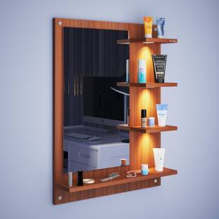 ANIKAA Ravis LED Light Dressing Table Wall Mounted Dressing Mirror Engineered Wood Dressing Table