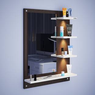 ANIKAA Ravis LED Light Dressing Table Wall Mounted Dressing Mirror Engineered Wood Dressing Table
