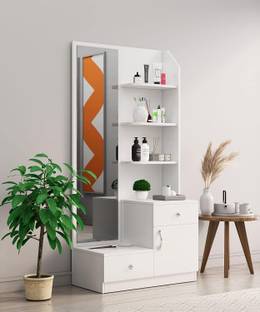 Hexa Red Dressing Table with Mirror and 2 Drawer With 1 Door Storage Shelf for Bedroom Engineered Wood Dressing Table