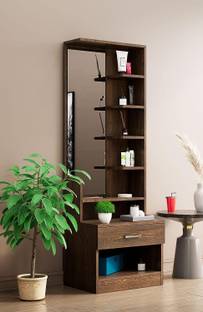 Hexa Red Engineered Wood Dressing Table with Mirror and Shelf Storage Engineered Wood Dressing Table