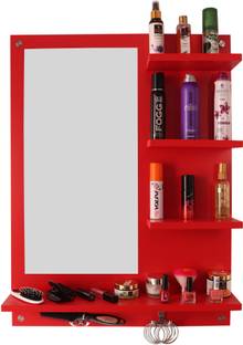 Madhuran Engineering Wood Wall Mounted Dressing Table Mirror Red Engineered Wood Dressing Table