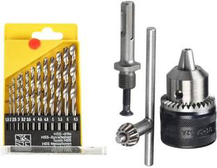 ISC Heavy Duty 13Mm Drill Chuck Size 1-13Mm Drill Chuck Sds Adaptor Key Set Female 1/2" 20 Unf 13mm HSS Drill Bits & Drill Chuck Set
