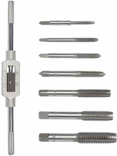 PKT Thread Metric Plug Tap Drill Bits Adjustable Tap Reamer Wrench Hardware Tool 8pcs/Set M3-M12 1/16"-1/2" Tap Handle Reamer Wrench Set Die Metric HSS Thread