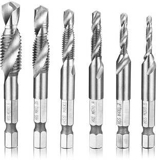 AS TOOL CENTER HSS Combination Drill and Tap Bit Set of 6pcs including M3, M4, M5, M6, M8, M10-1/4” Hex Shank