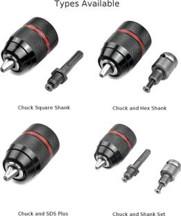 uptodateprouducts 2-13mm Drill Chuck Converter 1/2-20UNF Self-Locking Keyless Quick Change Hex Shank SDS-Plus Square Socket Driver Tool Adaptor