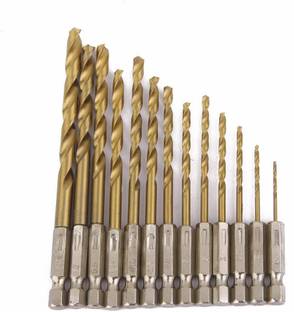 AASONS 13 pcs Hex shank bits AASONS Premium Titanium Coated Bits for Wood, Soft Metal, Plastic 1.5 to 6.5mm