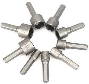 BANISTROKES 9pc Nut Driver Drill Bit Set Socket Bit Chuck Adapter 1/4" Hex Shank 5-13mm Socket Sleeve Wrench Screw Power Drill Adapter Tool for Screws Hooks Bolt Heads