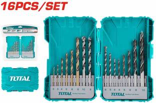 TOTAL 16PCS Metal, Concrete and Wood Drill Bits Set Combo Hole Making or Drilling Tool TACSDL11601 Auger Drill Bits, Specialty Woodworking Bits, Masonry Bits Set