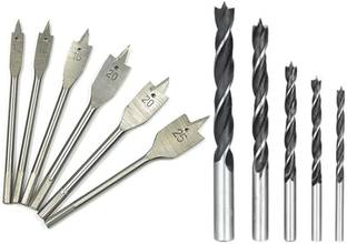 Kshivi Combo Of 6 Pcs Flat Drill Bits and 5 Pcs Woodworking Drill Bit Set for Wood Power & Hand Tool Kit