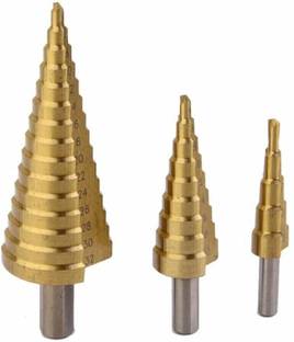 uptodatetools 3X Large HSS Steel Step Cone Drill Titanium Bit Set Hole Cutter 4-12/20/32mm HSS Steel Step Cone Drill Set