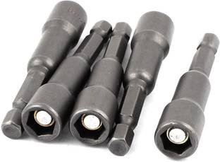 uptodateprouducts 5Pcs 8mm 5/16" Magnetic Nut Driver Setter Chrome Vanadium Steel Adapter Hex Drill Bit Adapter