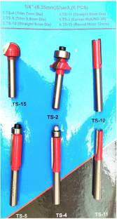 Inditrust new 6pc Multi Shape 6.35 Wood Working Rotary Tool 6pc Trimmer Router Bits Set for wood working