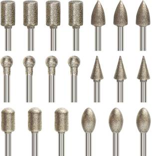 SERPLEX Diamond Rotary Tool Set Stone Carving Drill Bits Shank Design 20 Piece Diamond Coated Rotary Bit Set 6 Shapes For Stone Glass Ceramic Masonry Bits Set