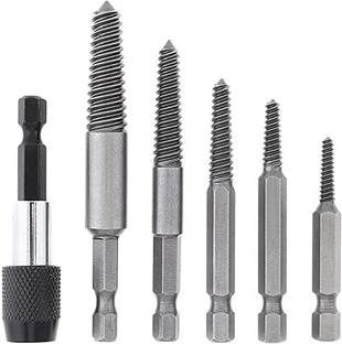 AS TOOL CENTER 5pcs HSS Easy Out Broken Bolt Extractor Kit Allows the bolt remover to work with rusted, cracked, damaged or stripped screws