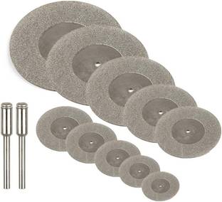 uptodateprouducts 10Pcs Assorted Small Diamond Cutting Wheel with Mandrel Cutoff Disc Blades Rotary Cutter Tool Kit for Metal Stone Tile, 16mm - 60mm Cutting Dia